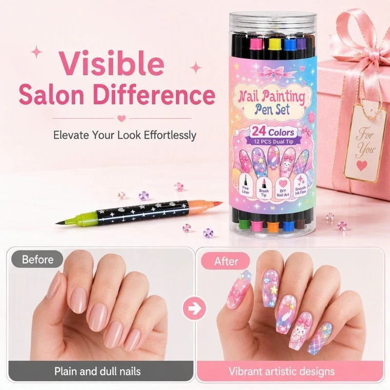 šOver 35k+ Sold!š
šØ24āColors DualāEnded Nail Painting PensāDIY Manicure Drawing Setš
