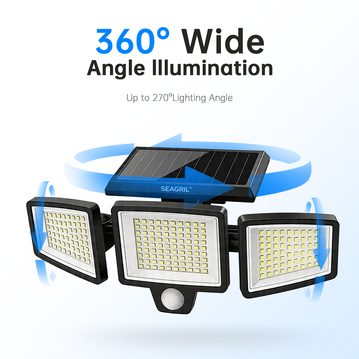 SEAGRIL® Pro-Solar Motion Light | 270° Wide-Angle & IP65 All-Weather - Wireless Security Solution