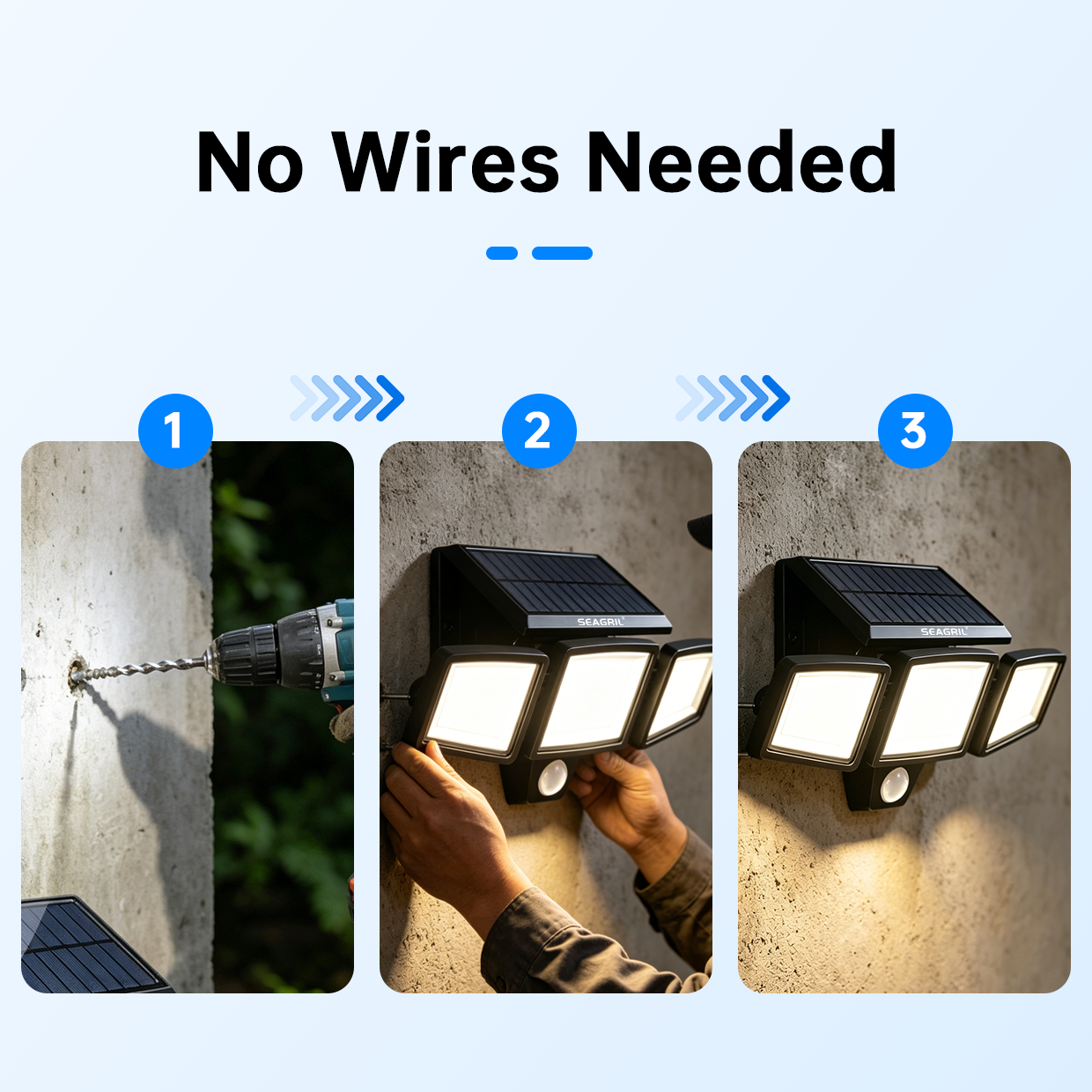 SEAGRIL® Pro-Solar Motion Light | 270° Wide-Angle & IP65 All-Weather - Wireless Security Solution
