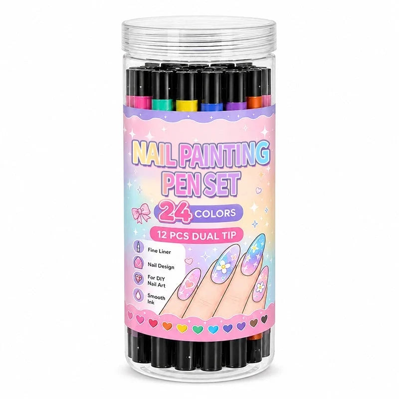 🎉Over 35k+ Sold!💅🎨24‑Colors Dual‑Ended Nail Painting Pens‑DIY Manicure Drawing Set🎁